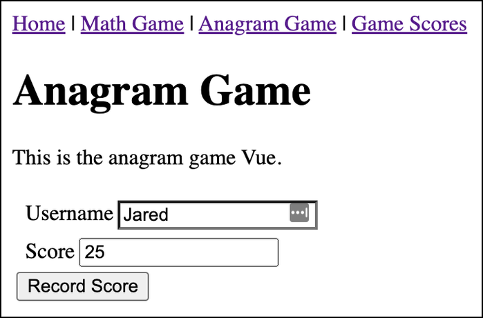 Final Anagram Game Page
