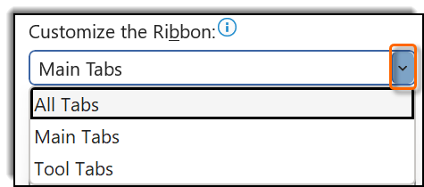 ribbon tabs dropdown