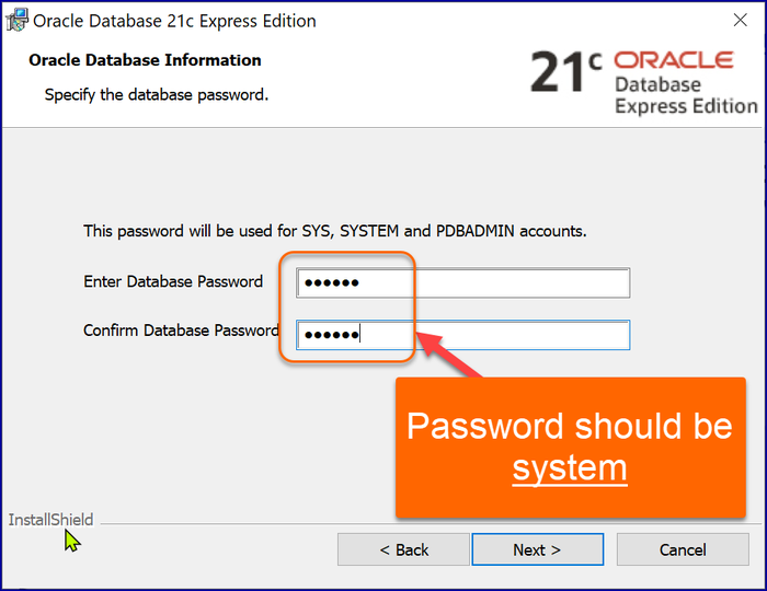Set password to system