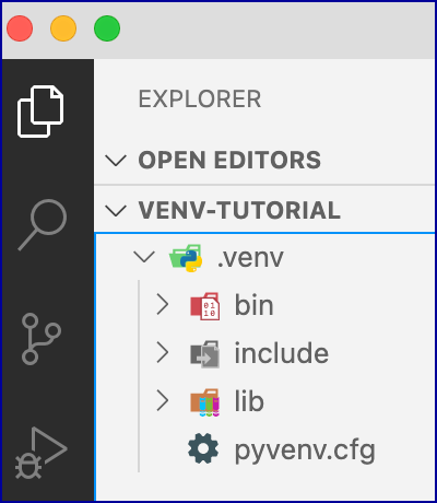 python virtual environment with venv vs code explorer venv